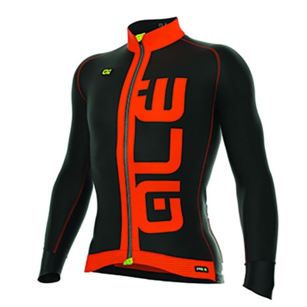 2016 ALE ARCOBALENO Radtrikot Langarm-Schwarz ORANGE FLUO Radtrikot De