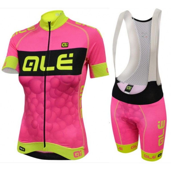2016 Damen Ale Graphics PRR New Bubbles Pink Fahrradbekleidung Satz Fahrradtrikot Kurzarm Trikot und Kurz Trägerhose Radtrikot De