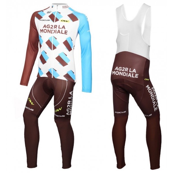 2016 Team Ag2r Fahrradbekleidung Satz Radtrikot Langarm+Lang Trägerhose Radtrikot De
