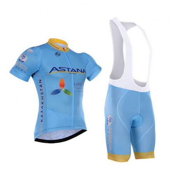 2016 Astana Fahrradbekleidung Satz Fahrradtrikot Kurzarm Trikot und Kurz Trägerhose 02 Radtrikot De