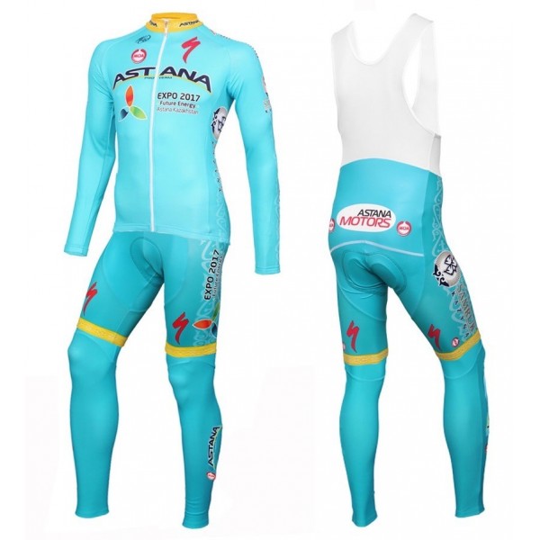 2016 Astana Pro Team Fahrradbekleidung Satz Radtrikot Langarm+Lang Trägerhose Radtrikot De