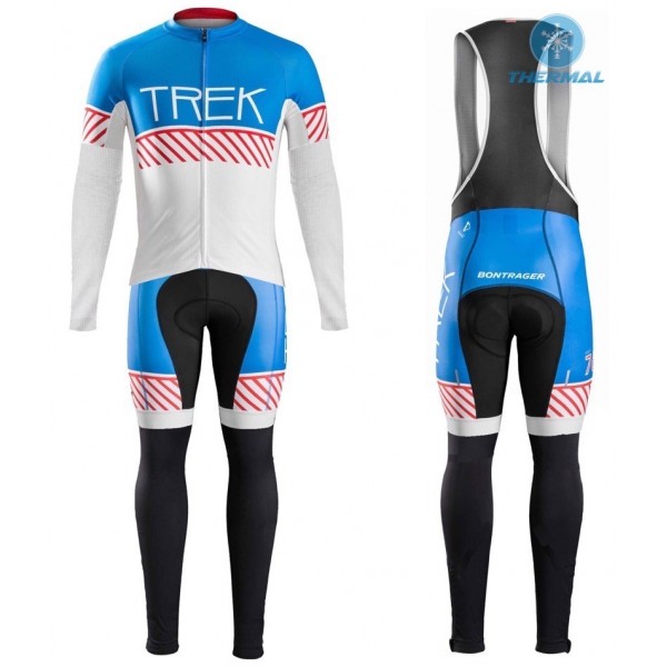 2016 Bontrager Trek Specter Cru Weiß-Blau thermisch Fahrradbekleidung Satz Radtrikot Langarm+Lang Trägerhose Radtrikot De