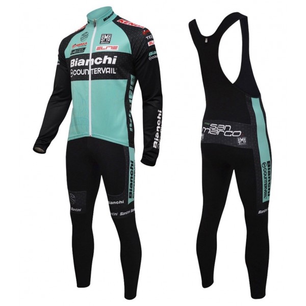 2016 Bianchi MTB Grün Fahrradbekleidung Satz Radtrikot Langarm+Lang Trägerhose Radtrikot De