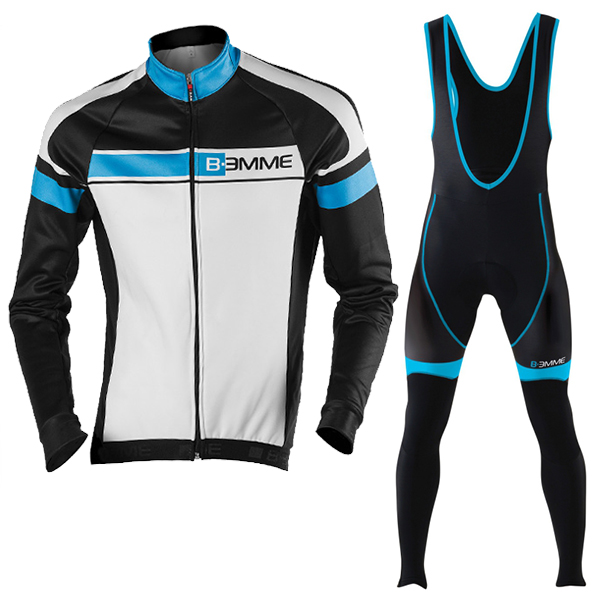 2016 Biemme blau schwarz Weiß Fahrradbekleidung Langarm Radtrikot und Trägerhosen Set Radtrikot De