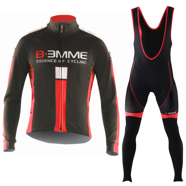 2016 Biemme schwarz rot Fahrradbekleidung Langarm Radtrikot und Trägerhosen Set Radtrikot De