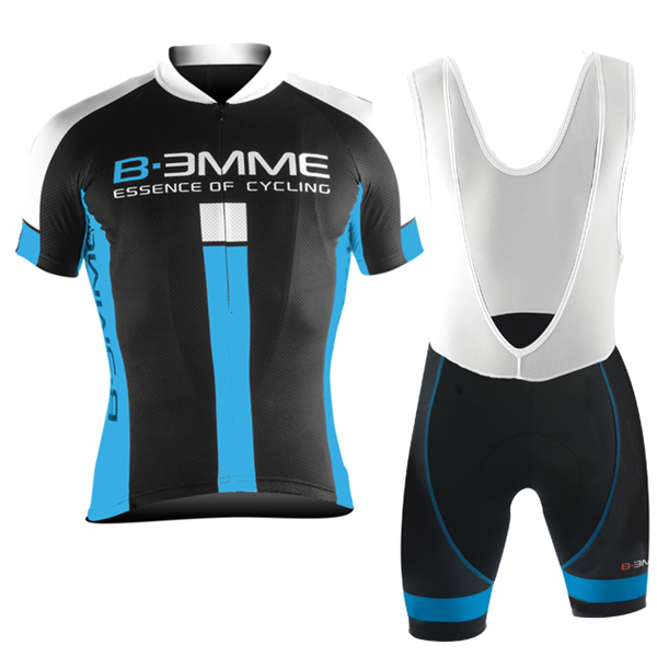 2016 Biemme schwarz blau Fahrradbekleidung Radtrikot und Trägerhosen Set Radtrikot De