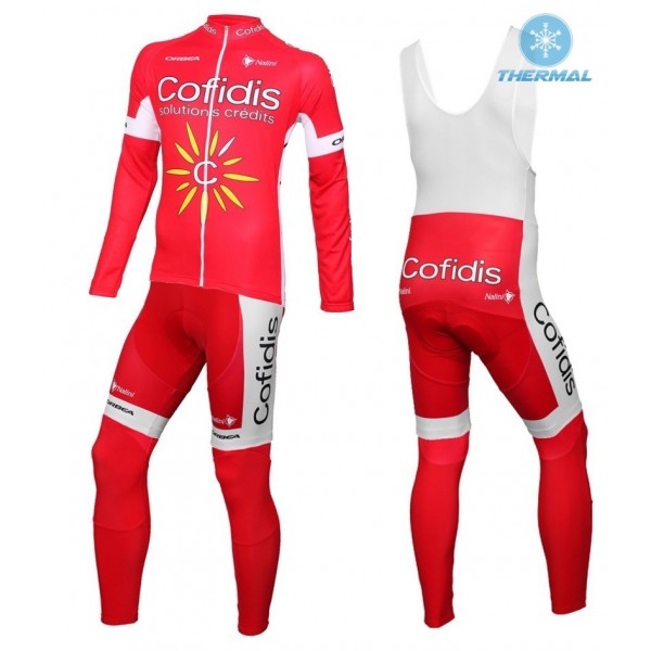 2016 Cofidis Team thermisch Fahrradbekleidung Satz Radtrikot Langarm+Lang Trägerhose Radtrikot De