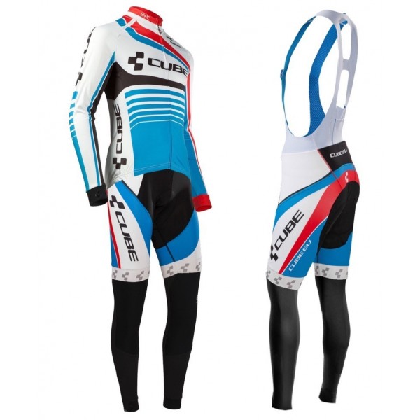 2016 Cube Teamline Weiß-Blau Fahrradbekleidung Satz Radtrikot Langarm+Lang Trägerhose Radtrikot De 2016 Cube Teamline Weiß-Blau Fahrradbekleidung Satz Radtrikot Langarm+Lang Trägerhose Radtrikot De