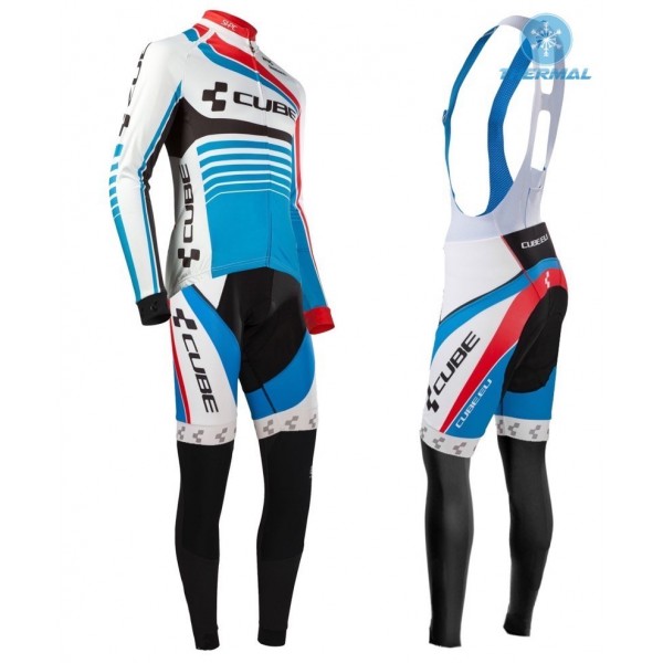 2016 Cube Teamline Weiß-Blau thermisch Fahrradbekleidung Satz Radtrikot Langarm+Lang Trägerhose Radtrikot De 2016 Cube Teamline Weiß-Blau thermisch Fahrradbekleidung Satz Radtrikot Langarm+Lang Trägerhose Radtrikot De