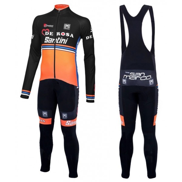 2016 Team DE-ROSA Schwarz-Orange Fahrradbekleidung Satz Radtrikot Langarm+Lang Trägerhose Radtrikot De 2016 Team DE-ROSA Schwarz-Orange Fahrradbekleidung Satz Radtrikot Langarm+Lang Trägerhose Radtrikot De