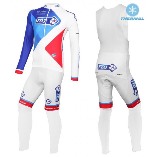 2016 Team FDJ Weiß thermisch Fahrradbekleidung Satz Radtrikot Langarm+Lang Trägerhose Radtrikot De 2016 Team FDJ Weiß thermisch Fahrradbekleidung Satz Radtrikot Langarm+Lang Trägerhose Radtrikot De