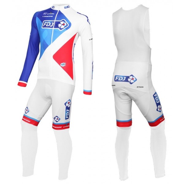 2016 Team FDJ Weiß Fahrradbekleidung Satz Radtrikot Langarm+Lang Trägerhose Radtrikot De 2016 Team FDJ Weiß Fahrradbekleidung Satz Radtrikot Langarm+Lang Trägerhose Radtrikot De