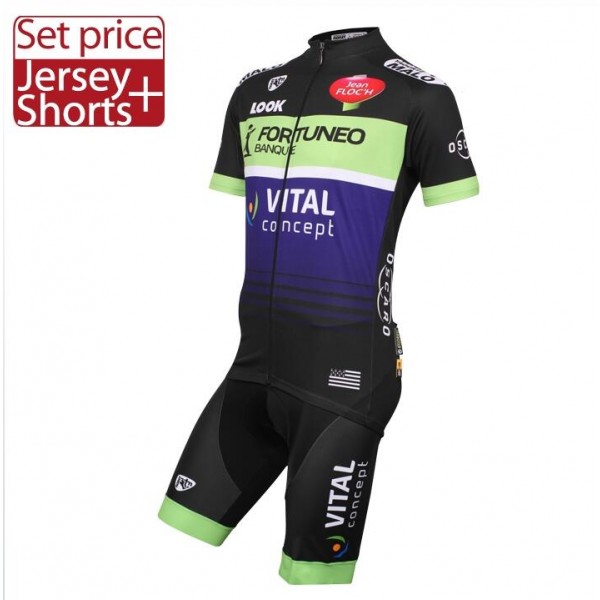2016 FORTUNEO-VITAL CONCEPT Radbekleidung Radtrikot Kurzarm und Fahrradhosen Kurz Radtrikot De