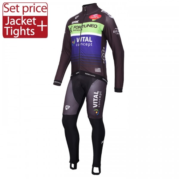 2016 FORTUNEO-VITAL CONCEPT Team Fahrradbekleidung Satz Radtrikot Langarm und Lange Radhose Radtrikot De