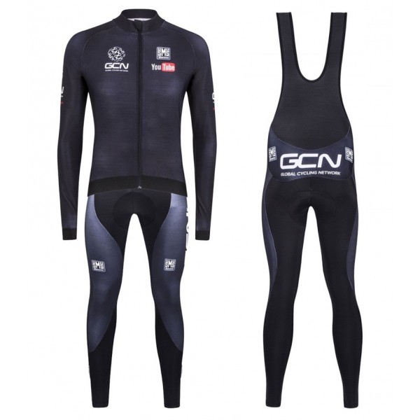 2016 GCN Sleek H20 Schwarz Fahrradbekleidung Satz Radtrikot Langarm+Lang Trägerhose Radtrikot De
