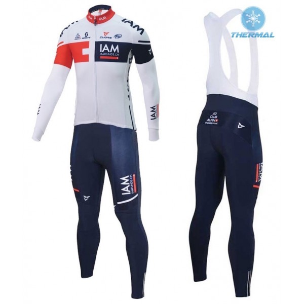 2016 Team IAM Weiß thermisch Fahrradbekleidung Satz Radtrikot Langarm+Lang Trägerhose Radtrikot De