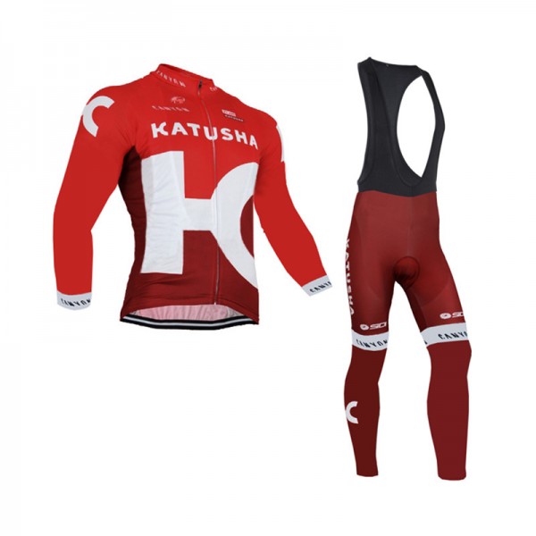 2016 Katusha Fahrradbekleidung Radtrikot Satz Langarm und Lange Trägerhose Radtrikot De