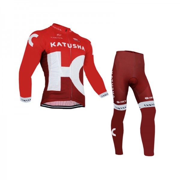 2016 Katusha Fahrradbekleidung Radtrikot Satz Langarm und Lange Fahrradhose Radtrikot De