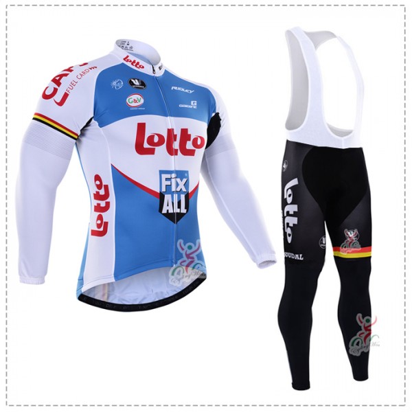 2016 Lotto Fix All Fahrradbekleidung Radtrikot Satz Langarm und Lange Trägerhose Radtrikot De