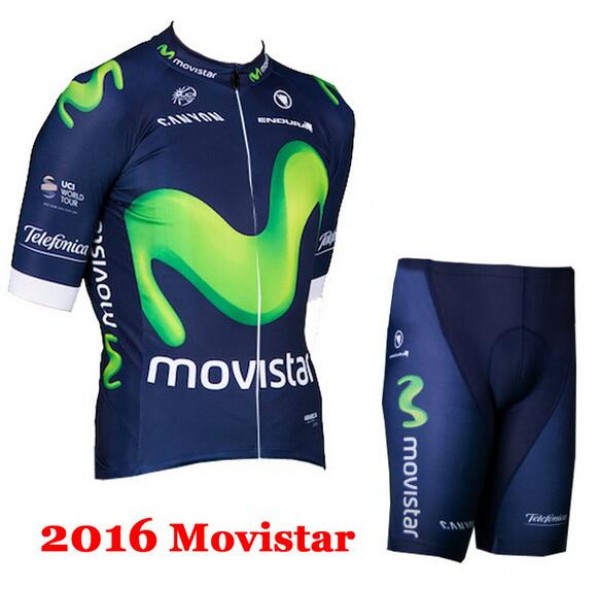 2016 Movistar Radbekleidung Radtrikot Kurzarm und Fahrradhosen Kurz Radtrikot De