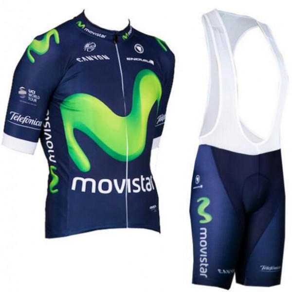 2016 Movistar Fahrradbekleidung Satz Fahrradtrikot Kurzarm Trikot und Kurz Trägerhose Radtrikot De