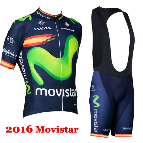 2016 Movistar Fahrradbekleidung Satz Fahrradtrikot Kurzarm Trikot und Kurz Trägerhose 03 Radtrikot De