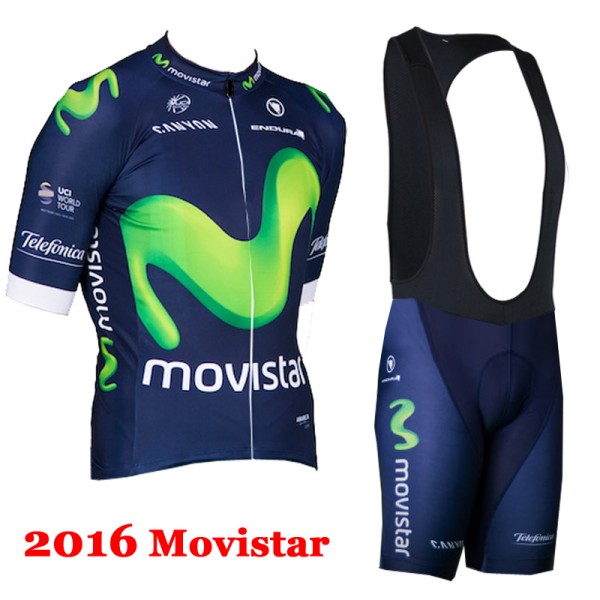 2016 Movistar Fahrradbekleidung Satz Fahrradtrikot Kurzarm Trikot und Kurz Trägerhose 04 Radtrikot De