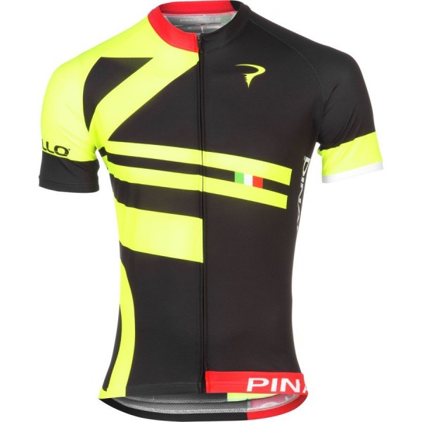2016 Pinarello Bandiera schwarz-gelb Radtrikot Kurzarm Radtrikot De 2016 Pinarello Bandiera schwarz-gelb Radtrikot Kurzarm Radtrikot De
