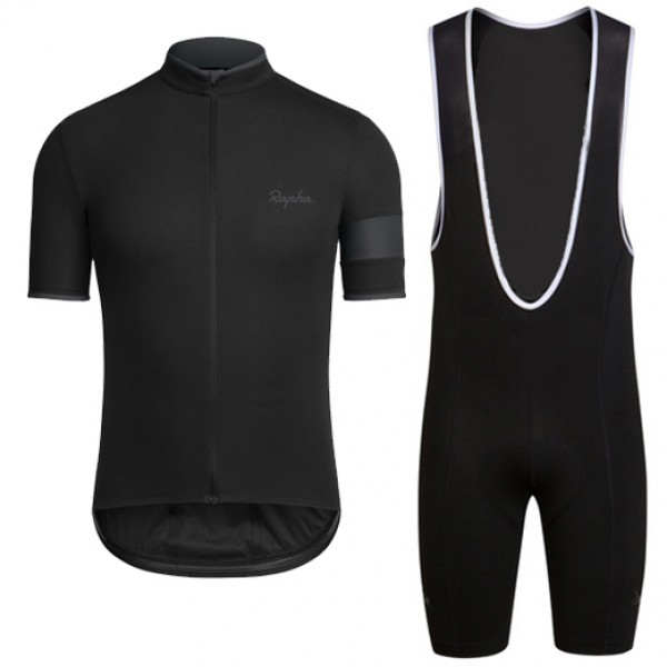 2016 RAPHA schwarz Fahrradbekleidung Radtrikot und Trägerhosen Set Radtrikot De