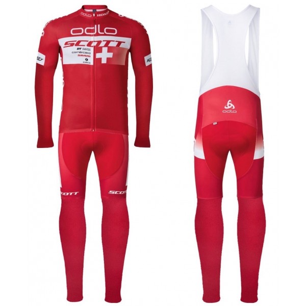 2016 Scott ODLO Team Rot Fahrradbekleidung Satz Radtrikot Langarm+Lang Trägerhose Radtrikot De 2016 Scott ODLO Team Rot Fahrradbekleidung Satz Radtrikot Langarm+Lang Trägerhose Radtrikot De