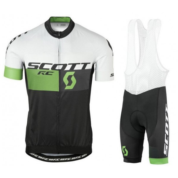 2016 Scott RC Grün Fahrradbekleidung Satz Fahrradtrikot Kurzarm Trikot und Kurz Trägerhose Radtrikot De