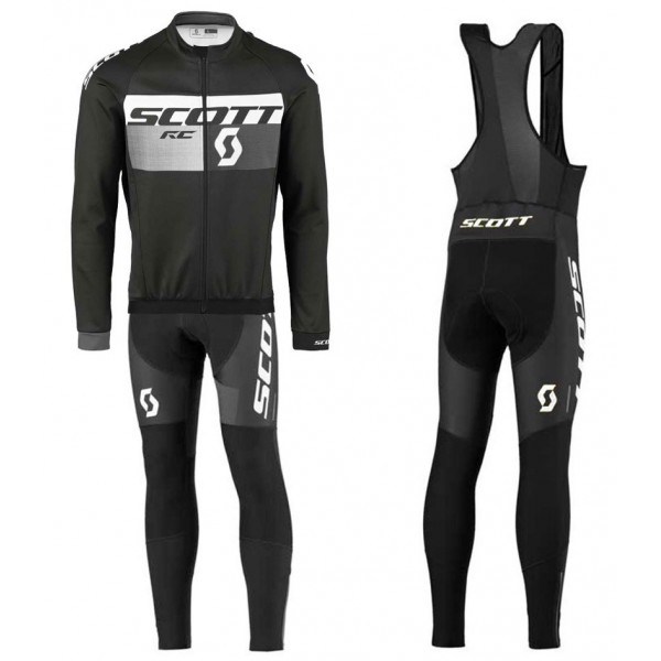 2016 Scott RC Schwarz-Grau Fahrradbekleidung Satz Radtrikot Langarm+Lang Trägerhose Radtrikot De