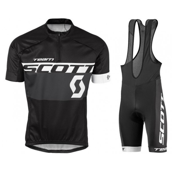 2016 Scott schwarz Weiß Fahrradbekleidung Satz Fahrradtrikot Kurzarm Trikot und Kurz Trägerhose Radtrikot De