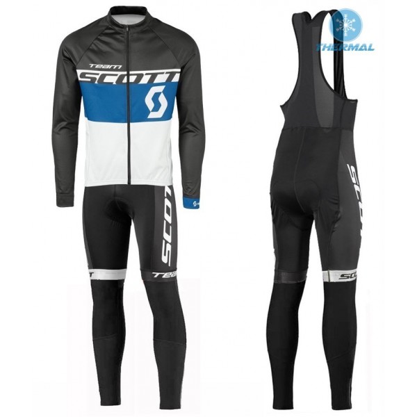 2016 Scott Team Schwarz-Blau-Weiß thermisch Fahrradbekleidung Satz Radtrikot Langarm+Lang Trägerhose Radtrikot De