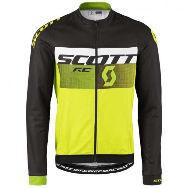 2016 Scott RC Schwarz-Weiß-Grün Fluo Radtrikot Langarm Radtrikot De