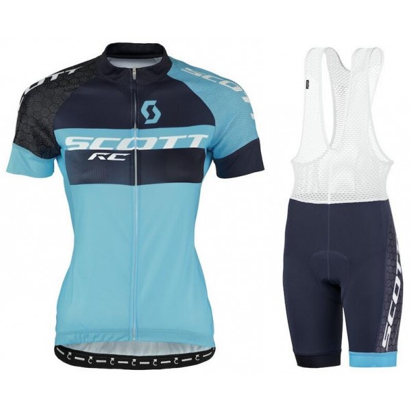 2016 Scott RC Pro Tec rayon de miel schwarz blau Damens Fahrradbekleidung Satz Fahrradtrikot Kurzarm Trikot und Kurz Tr Radtrikot De