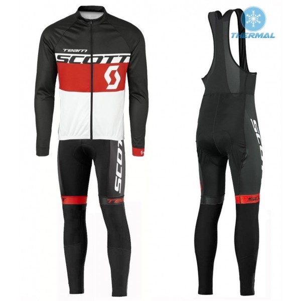 2016 Scott Team Schwarz-Rot-Weiß thermisch Fahrradbekleidung Satz Radtrikot Langarm+Lang Trägerhose Radtrikot De