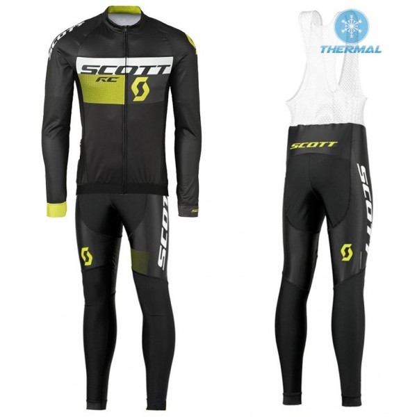 2016 Scott RC Schwarz-Gelb thermisch Fahrradbekleidung Satz Radtrikot Langarm+Lang Trägerhose Radtrikot De