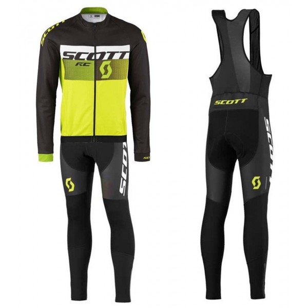2016 Scott RC Schwarz-Weiß-Grün Fluo Fahrradbekleidung Satz Radtrikot Langarm+Lang Trägerhose Radtrikot De