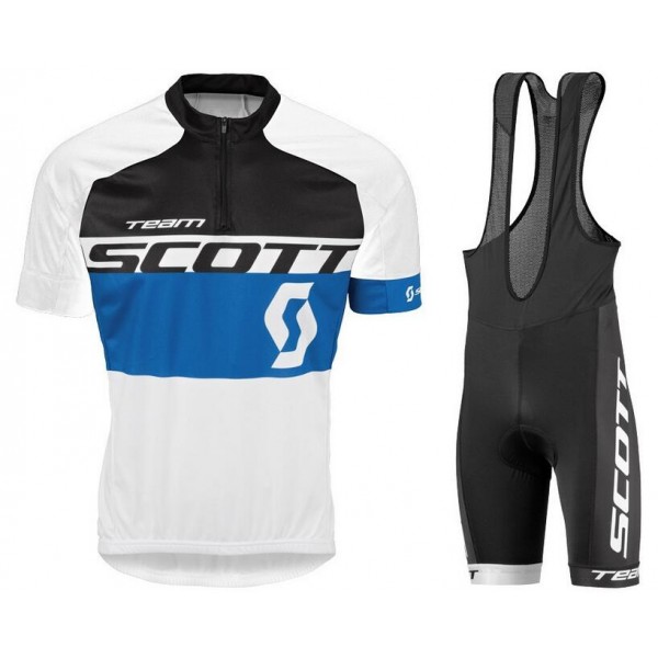 2016 Scott schwarz blau Fahrradbekleidung Satz Fahrradtrikot Kurzarm Trikot und Kurz Trägerhose Radtrikot De