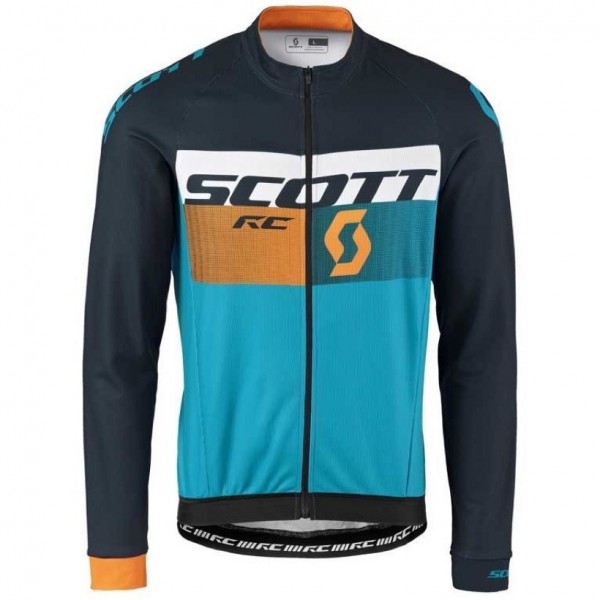 2016 Scott RC Schwarz-Gelb-Blau Radtrikot Langarm Radtrikot De