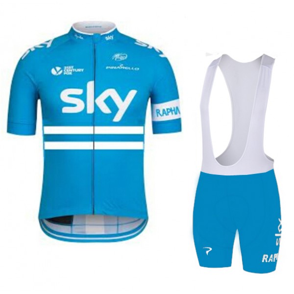2016 SKY Blau Fahrradbekleidung Satz Fahrradtrikot Kurzarm Trikot und Kurz Trägerhose Radtrikot De
