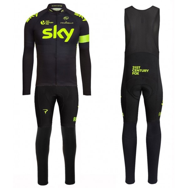 2016 Sky Team Fluo Ausgabe Fahrradbekleidung Satz Radtrikot Langarm+Lang Trägerhose Radtrikot De