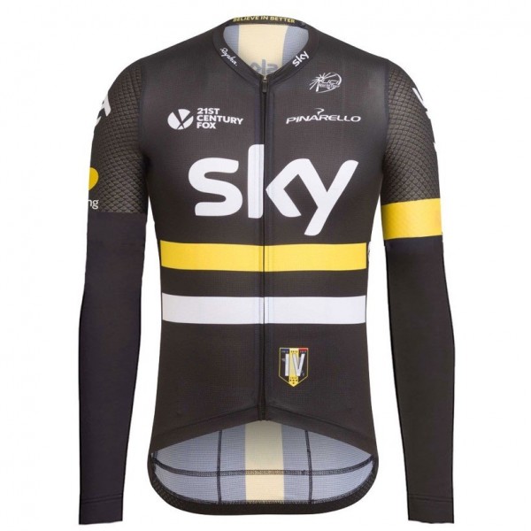 2016 Team Sky IV Schwarz-Gelb Radtrikot Langarm Radtrikot De