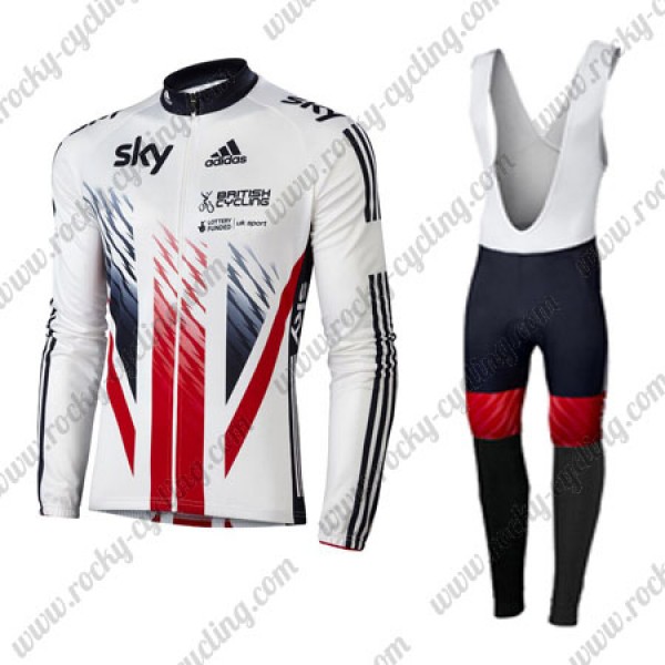 2016 Team SKY British Winter Fahrradbekleidung Radtrikot Satz Langarm und Lange Trägerhose Radtrikot De