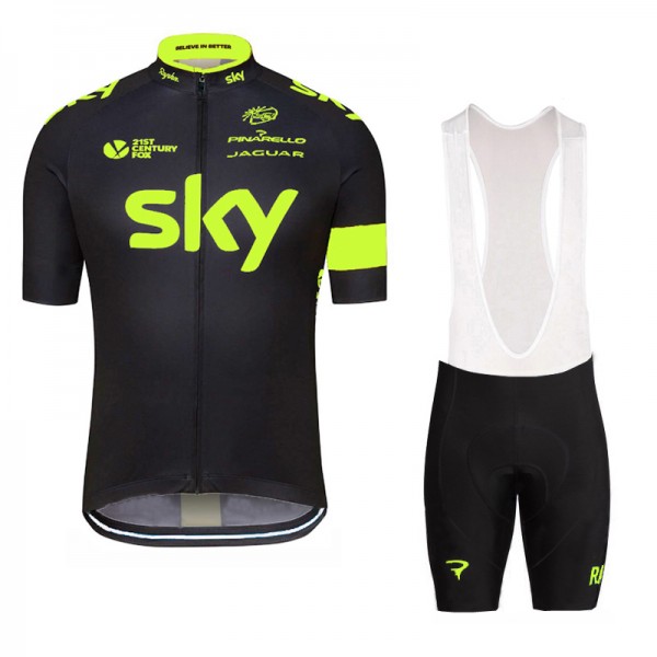2016 SKY Fluo Yellow Fahrradbekleidung Satz Fahrradtrikot Kurzarm Trikot und Kurz Trägerhose Radtrikot De