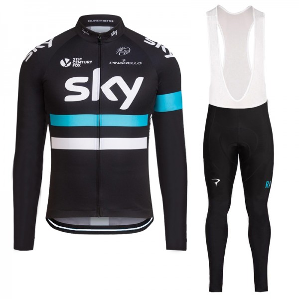 2016 Sky Fahrradbekleidung Radtrikot Satz Langarm und Lange Trägerhose Radtrikot De