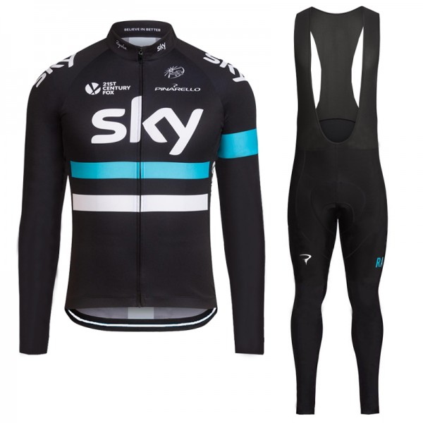 2016 Sky Fahrradbekleidung Radtrikot Satz Langarm und Lange Trägerhose Radtrikot De