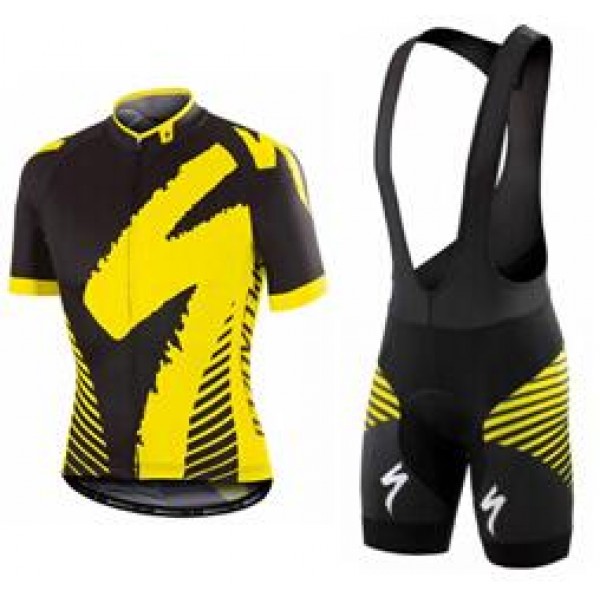 2016 Specialized Comp Racing Ss jaune Fahrradbekleidung Satz Fahrradtrikot Kurzarm Trikot und Kurz Trägerhose Radtrikot De