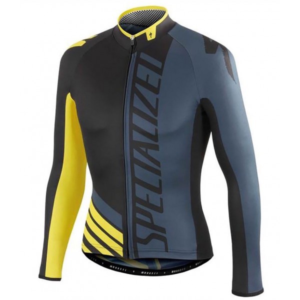 2016 Specialized Pro Team SZK Schwarz-Grau-Gelb Radtrikot Langarm Radtrikot De